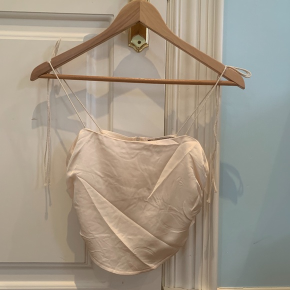 Nude Satin Strappy Crop Top - Picture 3 of 4